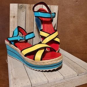 Sketchers memory foam wedge sandals size 10